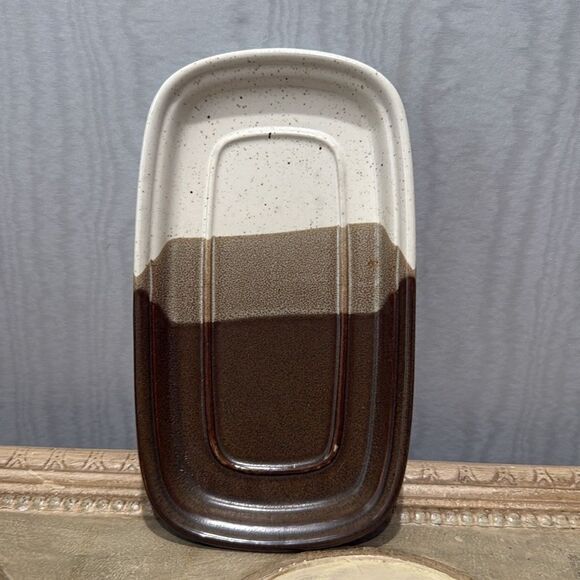 Vintage 70s Mikasa Studio Kiln Stoneware Butter Dish Potters Art Line Ben Seibel - Picture 8 of 14